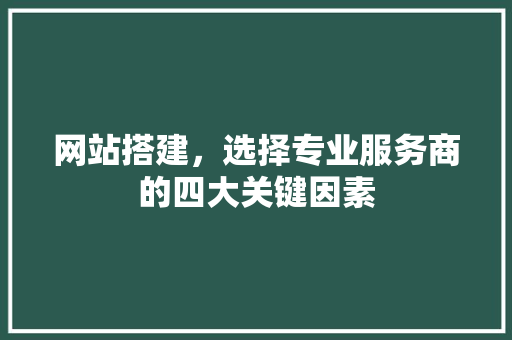 网站搭建，选择专业服务商的四大关键因素 网站搭建，选择专业服务商的四大关键因素 必应SEO