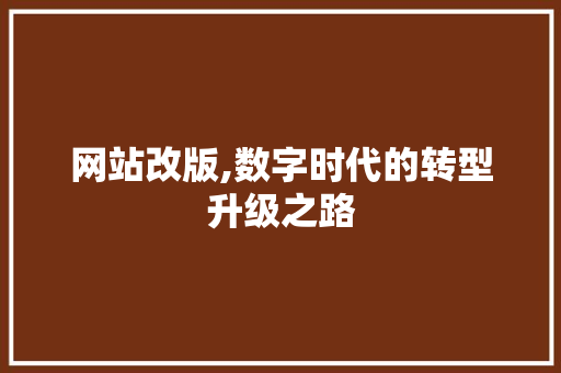 网站改版,数字时代的转型升级之路 网站改版,数字时代的转型升级之路 神马SEO