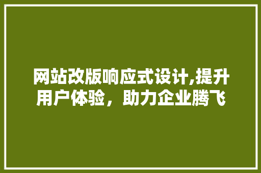 网站改版响应式设计,提升用户体验，助力企业腾飞 网站改版响应式设计,提升用户体验，助力企业腾飞 网站建设公司