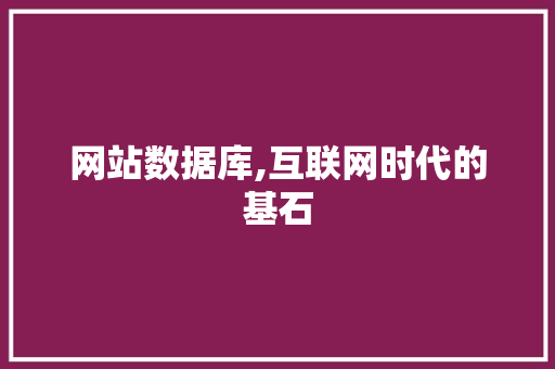 网站数据库,互联网时代的基石 网站数据库,互联网时代的基石 神马SEO