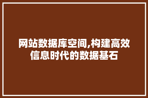 网站数据库空间,构建高效信息时代的数据基石