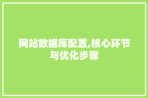 网站数据库配置,核心环节与优化步骤