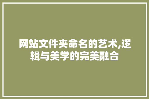 网站文件夹命名的艺术,逻辑与美学的完美融合