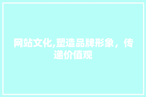 网站文化,塑造品牌形象，传递价值观
