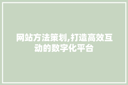 网站方法策划,打造高效互动的数字化平台