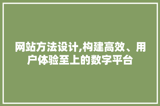 网站方法设计,构建高效、用户体验至上的数字平台