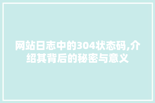 网站日志中的304状态码,介绍其背后的秘密与意义