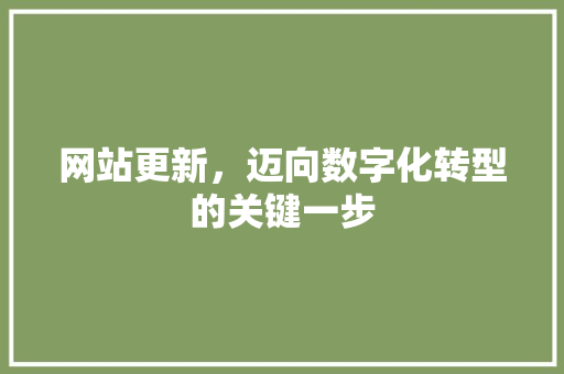 网站更新，迈向数字化转型的关键一步