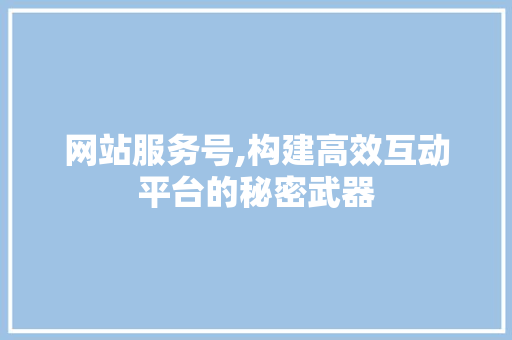 网站服务号,构建高效互动平台的秘密武器