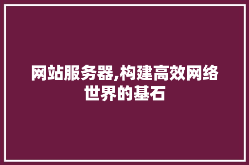 网站服务器,构建高效网络世界的基石