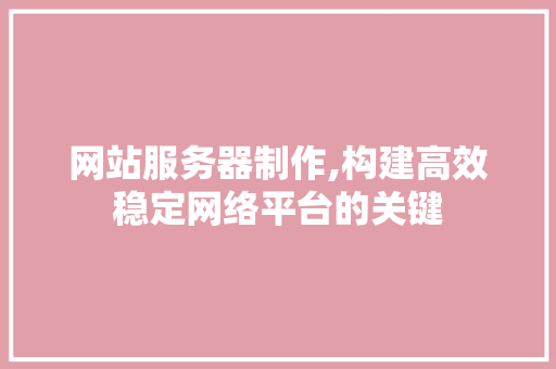网站服务器制作,构建高效稳定网络平台的关键