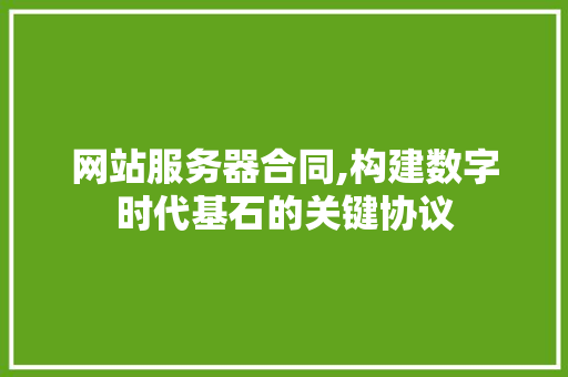 网站服务器合同,构建数字时代基石的关键协议