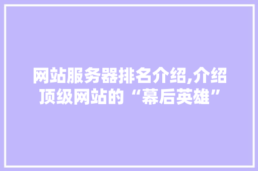 网站服务器排名介绍,介绍顶级网站的“幕后英雄”