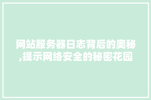 网站服务器日志背后的奥秘,提示网络安全的秘密花园
