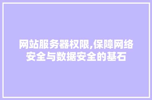 网站服务器权限,保障网络安全与数据安全的基石
