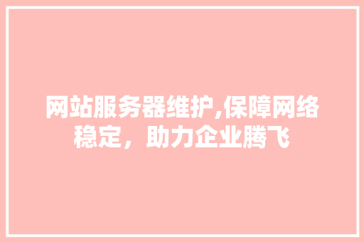 网站服务器维护,保障网络稳定，助力企业腾飞