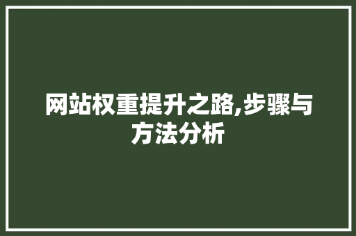 网站权重提升之路,步骤与方法分析 网站权重提升之路,步骤与方法分析 搜狗SEO