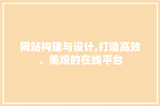 网站构建与设计,打造高效、美观的在线平台