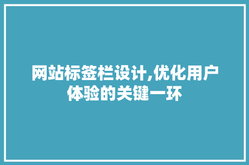 网站标签栏设计,优化用户体验的关键一环