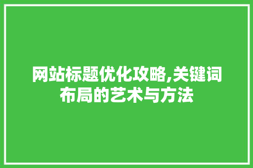 网站标题优化攻略,关键词布局的艺术与方法