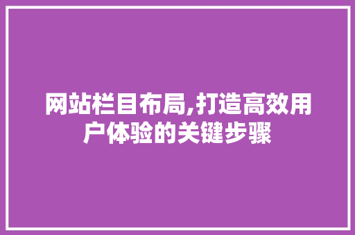 网站栏目布局,打造高效用户体验的关键步骤