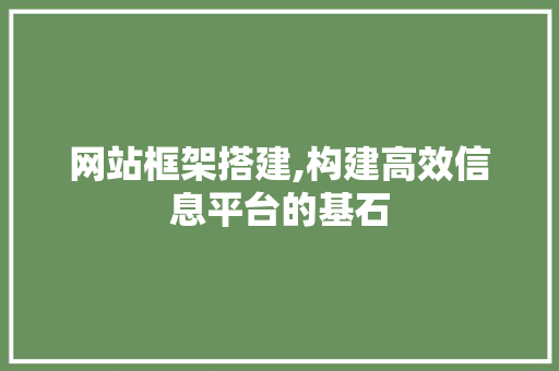 网站框架搭建,构建高效信息平台的基石 网站框架搭建,构建高效信息平台的基石 百度SEO