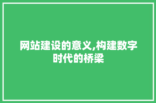 网站建设的意义,构建数字时代的桥梁