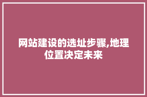 网站建设的选址步骤,地理位置决定未来