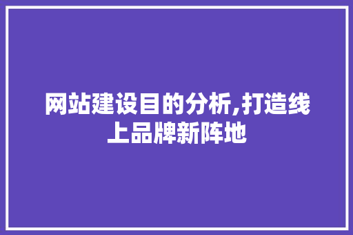 网站建设目的分析,打造线上品牌新阵地