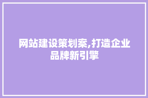 网站建设策划案,打造企业品牌新引擎