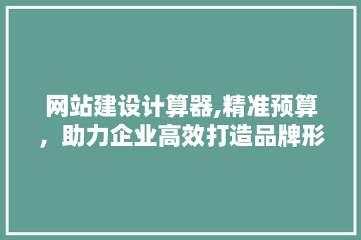 网站建设计算器,精准预算，助力企业高效打造品牌形象
