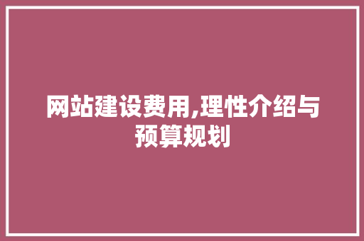 网站建设费用,理性介绍与预算规划