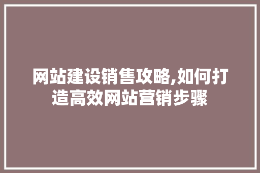 网站建设销售攻略,如何打造高效网站营销步骤
