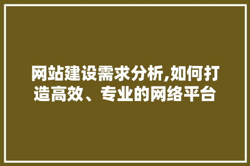网站建设需求分析,如何打造高效、专业的网络平台 网站建设需求分析,如何打造高效、专业的网络平台 SEO关键词