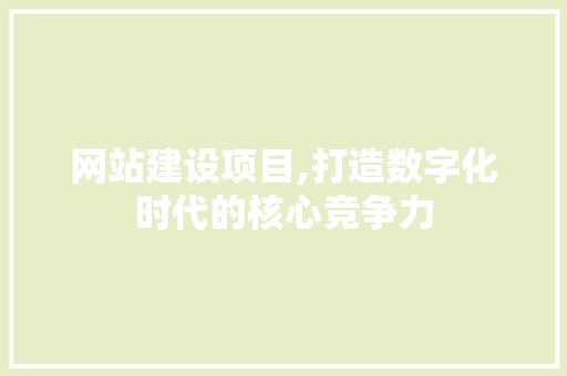 网站建设项目,打造数字化时代的核心竞争力 网站建设项目,打造数字化时代的核心竞争力 神马SEO