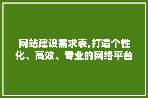 网站建设需求表,打造个性化、高效、专业的网络平台