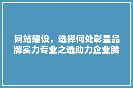 网站建设，选择何处彰显品牌实力专业之选助力企业腾飞