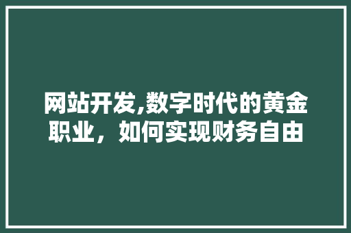 网站开发,数字时代的黄金职业，如何实现财务自由