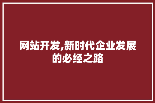网站开发,新时代企业发展的必经之路