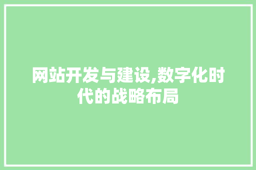 网站开发与建设,数字化时代的战略布局