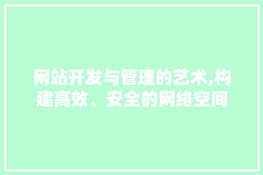 网站开发与管理的艺术,构建高效、安全的网络空间