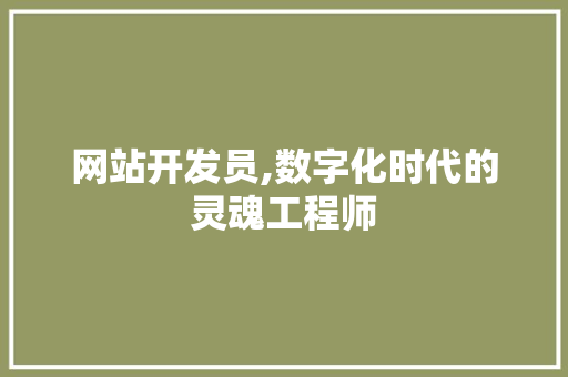 网站开发员,数字化时代的灵魂工程师 网站开发员,数字化时代的灵魂工程师 SEO关键词