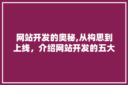网站开发的奥秘,从构思到上线，介绍网站开发的五大关键步骤