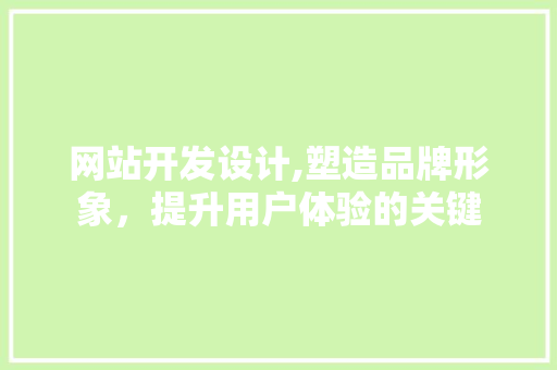 网站开发设计,塑造品牌形象，提升用户体验的关键