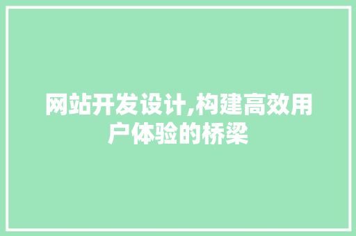 网站开发设计,构建高效用户体验的桥梁