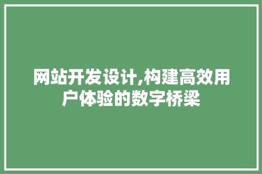 网站开发设计,构建高效用户体验的数字桥梁