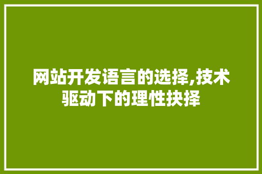 网站开发语言的选择,技术驱动下的理性抉择