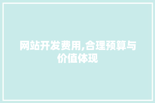 网站开发费用,合理预算与价值体现