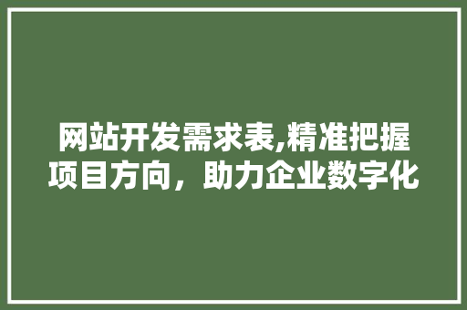 网站开发需求表,精准把握项目方向，助力企业数字化转型