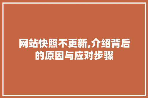 网站快照不更新,介绍背后的原因与应对步骤 网站快照不更新,介绍背后的原因与应对步骤 SEO关键词